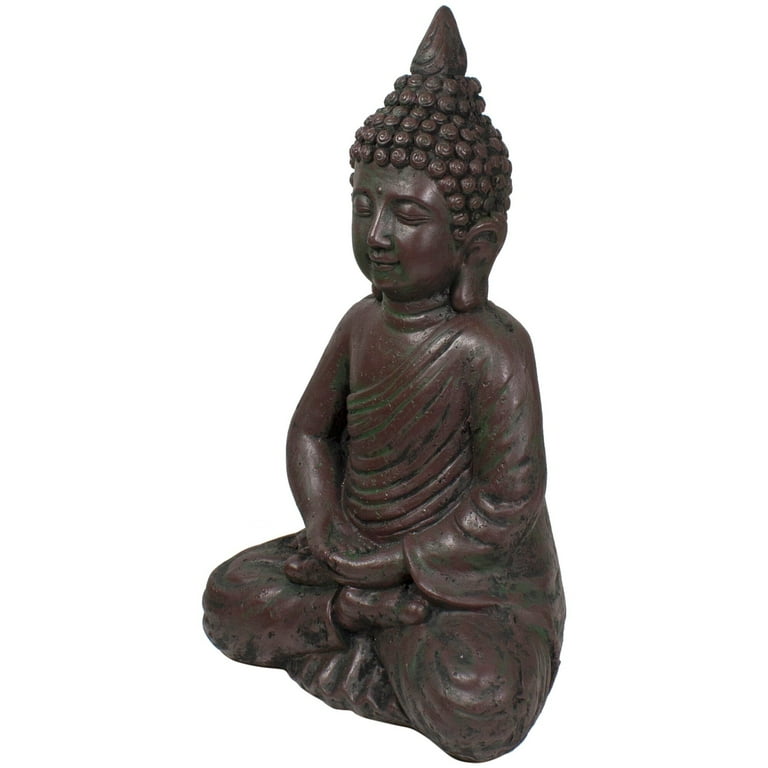 彫刻・オブジェ Antique Dark brown, meditating Buddha 17.5