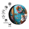 thumbnail image 4 of Easygdp Whimsical Cats and Flowers Scene Wheel Cover,Spare Tire Cover,4-17in Spare Tire Cover Universal Fit for Trailer, Car, Truck, SUV, Jeep-14 inch, 4 of 6