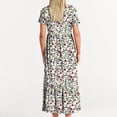 thumbnail image 6 of Viikei Casual Floral Print Short Sleeve Dress,Women's Printing Casual Short Sleeve Crewneck Dress Flowy Tiered Maxi Beach Dress with Pockets White M, 6 of 6