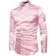 thumbnail image 2 of Gureui Men Fashion Wild Business Shirts Solid Color Turn-Down Collar Long Sleeve Button-Down Blouses Party Work Office Tops, 2 of 4