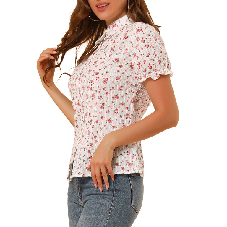 Womens Hollister Tie Front Short Sleeve Floral Top In Coral