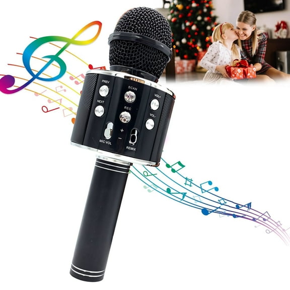 Bluetooth Wireless Karaoke Microphone for Kids, Birthday Christmas Birthday Gifts Toy for 7 8 9 10 11 12 13 14 Years Old Boys Girl (Black)