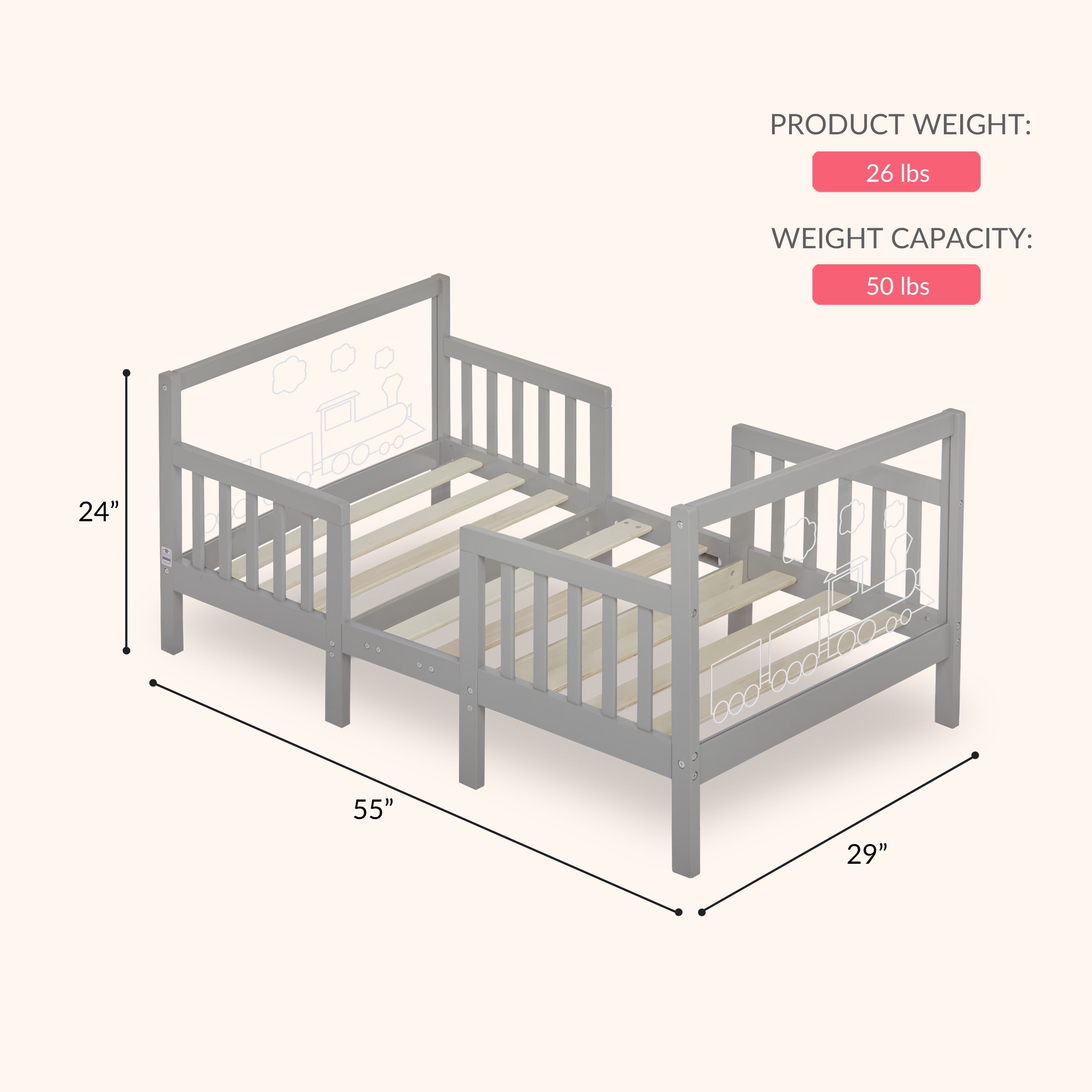 Dream On Me Polar Express Toddler Bed In Cool Grey