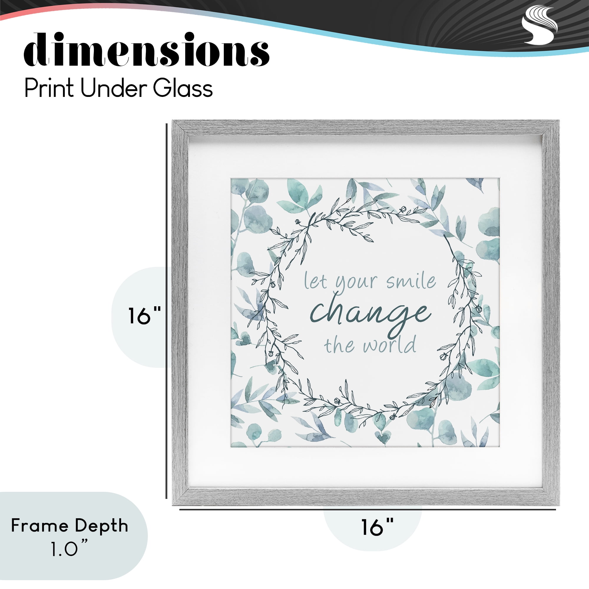 Stupell Industries Smile Change The World Gray Framed Print Under Glass, design by Kim Allen