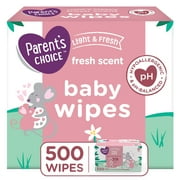 Angle View: Parent's Choice Light & Fresh Baby Wipes, 5 Flip-Top Packs (500 Total Wipes)