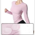 thumbnail image 4 of YueHuiYing Women's Winter Yoga Wear Breathable Long-sleeved T-shirt Texture Training Sports Top Fitness Wear Base Layer Tops, 4 of 7