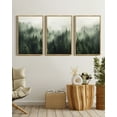 thumbnail image 3 of SHENIFY Green Fog Pine Tree Forest Canvas Wall Art Modern Artwork Prints Decor - 16x24in3pcs Brown Framed, 3 of 7