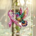 thumbnail image 3 of ViciArt Breast Cancer Awareness Hummingbird Acrylic Suncatcher, 9” Pink Ribbon Stained Glass Window Hanging, 3 of 4