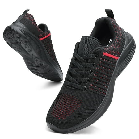 

Mens Running Shoes Athletic Sport Casual Walking Shoes Fashion Sneakers Black/Red 10.5