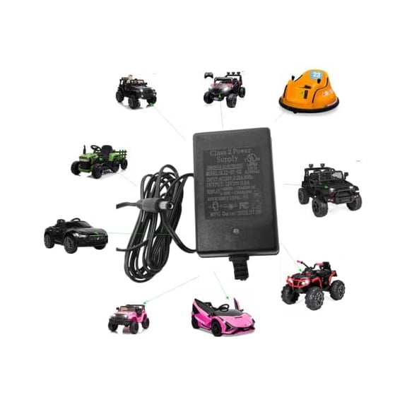 Eeyueer 12V Battery Charger for Ride On Toys 12 Volt Universal Charger for Kids Car Power Supply Adapter for for Wrangler SUV Sports Car Farm Tractor Ride On Toys Accessories, 6FT Cord