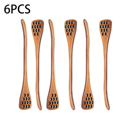 

OUSITAI 6 Pcs Wooden Honey Dipper Organic Honey Spoon with Comb Handmade Honey Drizzler and Mixing Stirrer
