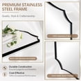 thumbnail image 2 of ANDY STAR Bathroom Mirror, 28"x36" Inch Matte Black Vanity Mirror, Unique Rectangle Mirror with Sophisticated Curved Design, Ideal for Bathroom, Living Room, Powder Room, 2 of 9