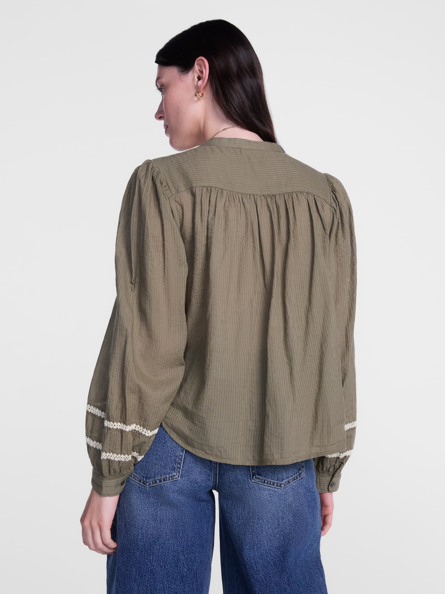 Scenario Women's and Women's Plus Quilted Detail Long Sleeve Top, Sizes XS-4X