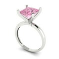 thumbnail image 2 of Clara Pucci 14K White Gold Solid Gold Pink Solitaire Anniversary Ring for Women - 3 cttw Princess Cut, 2 of 8