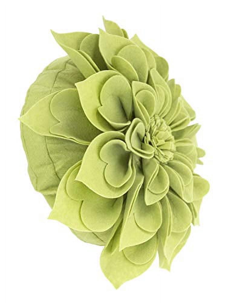 Fennco Styles Handmade 3D Heart-Shaped Petals Flower Decorative Throw Pillow Cover 13 Inch Round - Lime Floral Pillow Case for Couch, Home Décor, Bedroom Décor and Holiday, Housewarming Gift
