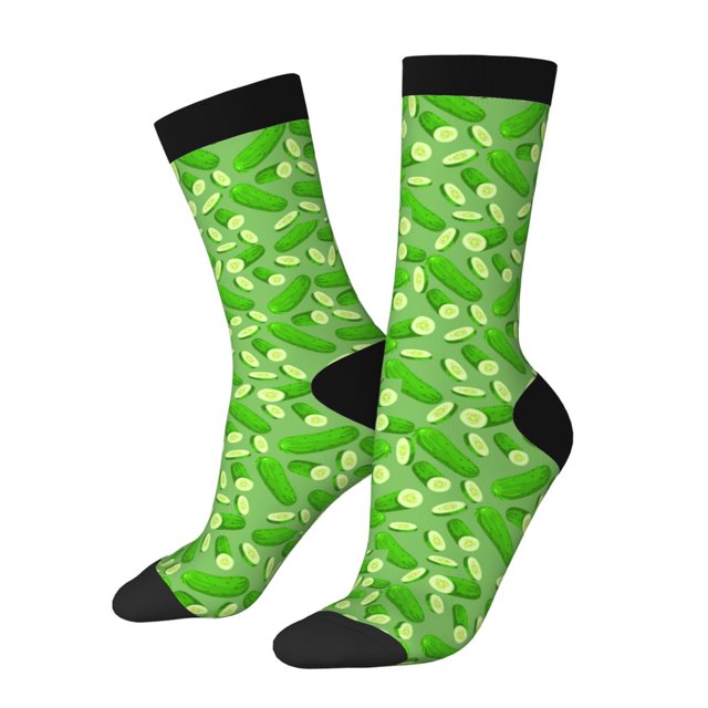Balery Green Cucumber Calcetas Largas con Estampado para Hombre y Mujer – Suaves y Transpirables, Talla Única (US 5-11)
