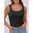 thumbnail image 5 of Womens Sleeveless Scoop Neck Tank Top Ribbed Fitted Summer Basic Slim Cute Tops Black XL, 5 of 9