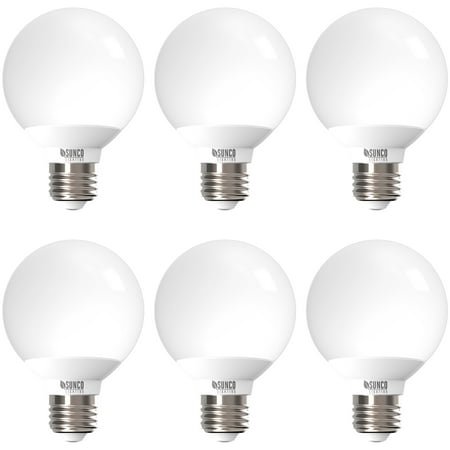 

Sunco Lighting 6 Pack G25 LED Globe 6W=40W Dimmable 450 LM 6000K Daylight Deluxe E26 Base Ideal for Bathroom Vanity or Mirror - UL