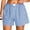 Blue White Plaid, variant on Cueply Women's Plus Size Plaid Shorts Cotton Button Gingham Lounge Shorts Summer Casual Beach Shorts with Pockets