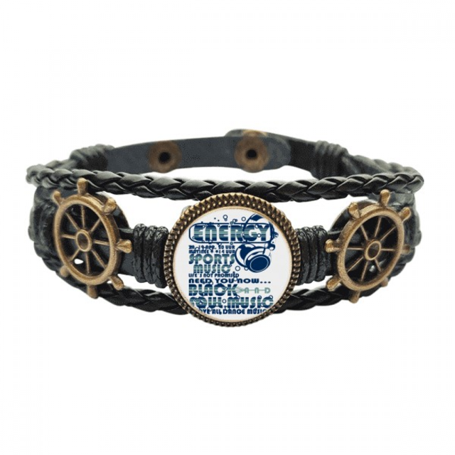 La vitalidad de energía deportes musica sonidos Pulsera marina tejida en cuero