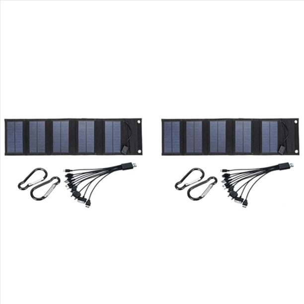 2X 12W Panel Solar USB Plegable Célula Solar Cargador de Panel Solar Impermeable Plegable Portátil para Teléfono Móvil Camping Senderismo