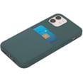 thumbnail image 2 of Dark Green Felt Lined Silicone Phone Case With Stitched Front Pocket for iPhone 12 Pro Max + Tempered Glass Screen Protector, 2 of 4