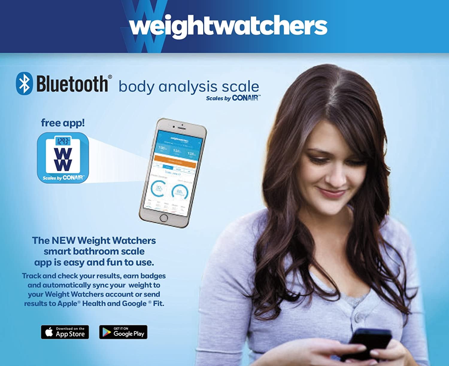 Best Buy: Conair Weight Watchers Bluetooth Body Analysis Scale Black WW912XF