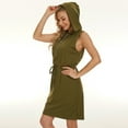 thumbnail image 5 of Summer Women's Zipper Dresses with Hood Casual Sleeveless Tank Dress Bodycon Drawstring Hoodie Solid Mini Dress, 5 of 5