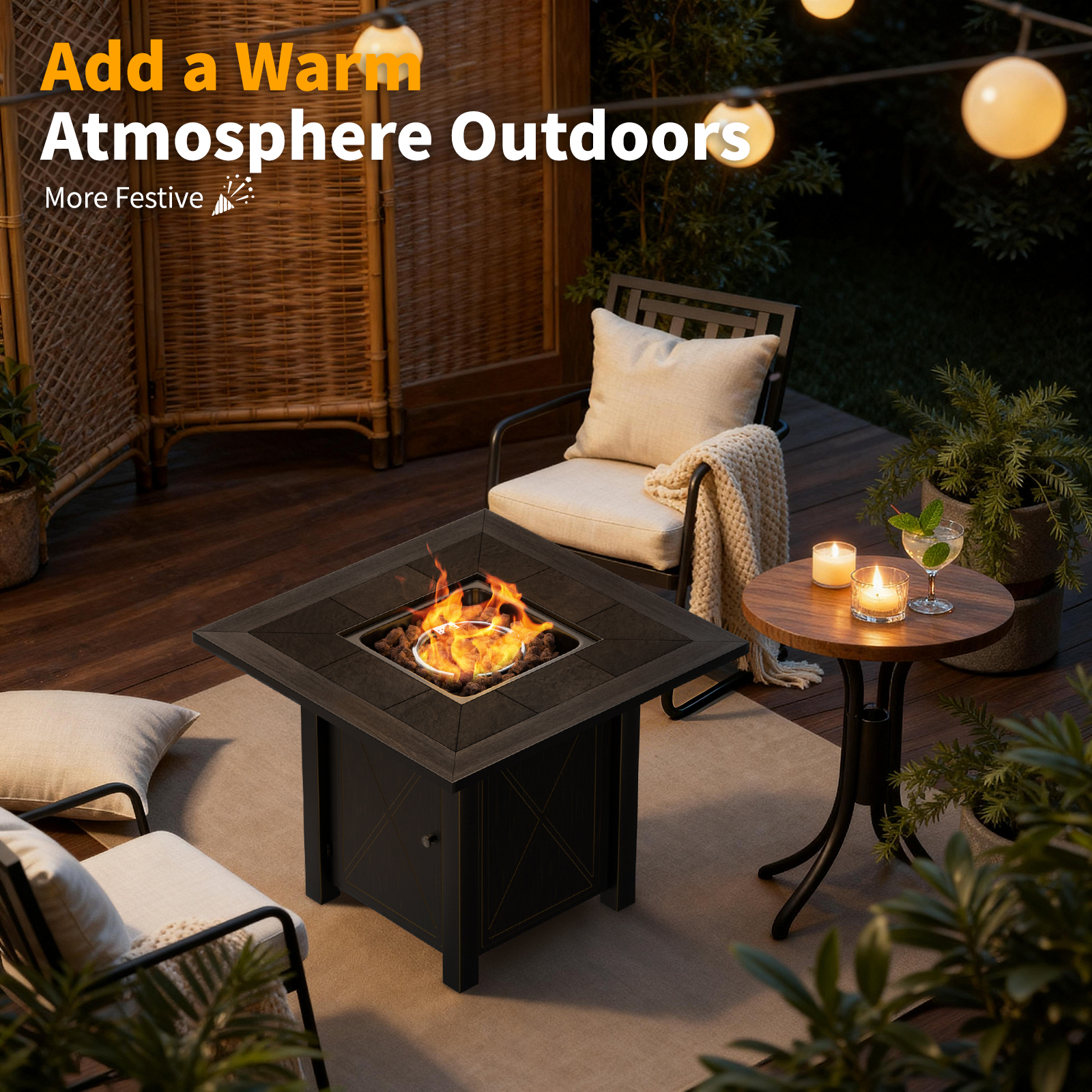 Sierah Style Outdoor Stove 50000 BTU Propane Metal Fire Pit Table with Rust Resistant