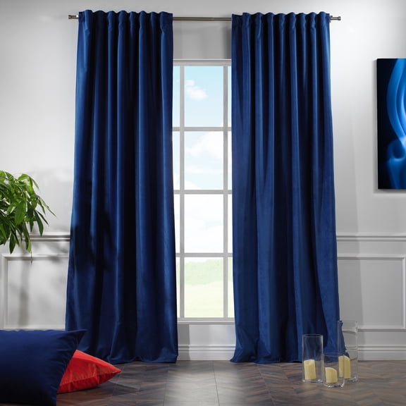 3S Brother's Solid Luxury Matte Velvet Soft Curtains Set of 2 Panels Hanging Back Tap & Rod Pocket Home Décor Bedroom Kitchen Office Windows Room Darkering ( Duke Blue-52"x72")