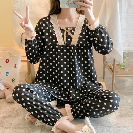 

PIKADINGNIS Pijamas Set for Women New Spring Autumn Polyester Women Pajamas Sets Long Pant Sleepwear Suits Girl Casual Outerwear Clothes