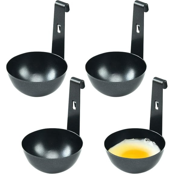 Egg Poacher, Hanging Poached Egg Cooker with Hook, Stainless Steel Poached Egg Cups Egg Maker for Stovetop Fast Egg Poaching (4 Pack)