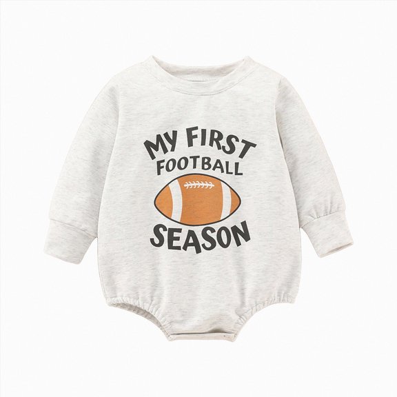 larppty Baby Boy Football Outfit Oversize Sweatshirt Bubble Romper Fall Clothes | Baby Boy Football Outfit Rugby Letters Print Sweatshirt Bubble Romper Long Sleeve Onesie Cute Baby Boy Fall Clothes