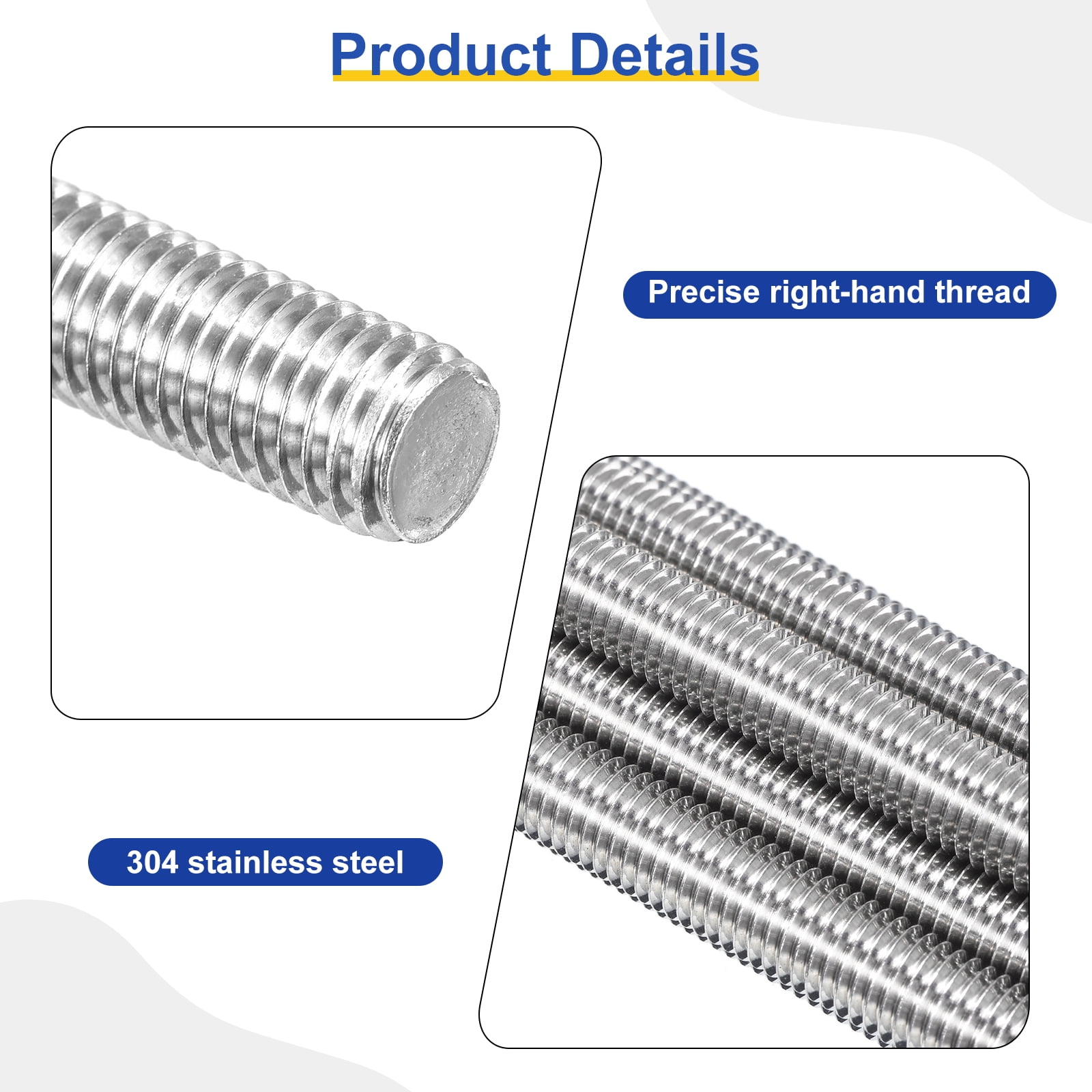 Uxcell 15Pack M6 x 150mm Fully Threaded Rod Right Hand Threads, 1 Thread Pitch
