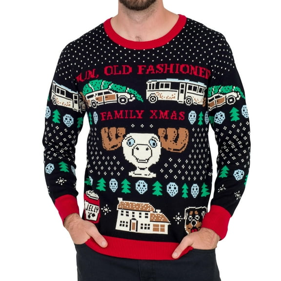 National Lampoon's Christmas Vacation Fun Old Fashioned Xmas Knitted Ugly Christmas Sweater