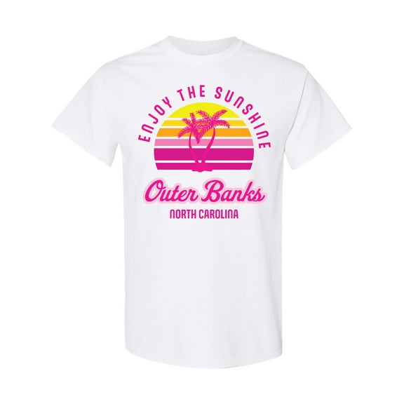Inktastic Summer Enjoy the Sunshine Outer Banks North Carolina in Pink T-Shirt