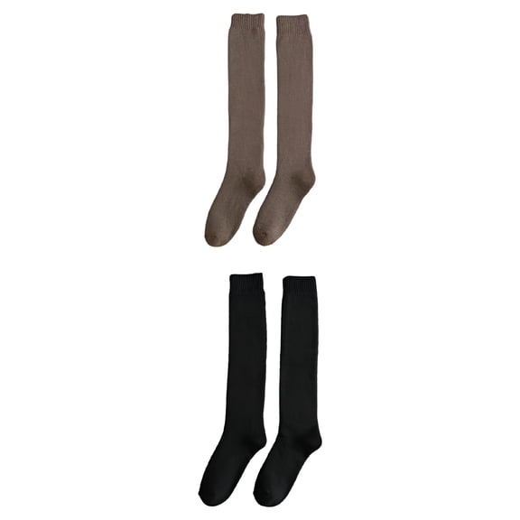 TELOLY 4pcs Men's Knee High Long Socks, Thermal Thick, Free Size for Winter