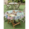 thumbnail image 3 of Easter Outdoor Tablecloth - 60 Inch Round Dining Table Cover, Spring Rabbit Eggs Flowers Leaf Green Wooden Plank Waterproof Outdoor Table Cloth with Umbrella Hole & Zipper for Picnic/Patio/Party, 3 of 7