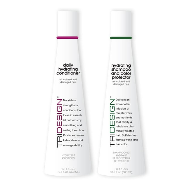 TRI Design Hydrating Shampoo & Conditioner Set - Sulfate Free Shampoo & Conditioner for Dry & Damaged Hair - Protect, Repair, and Moisturize Curly, S