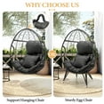 thumbnail image 6 of Pellebant Gray Outdoor Indoor Patio Wicker Egg Chair with Cushion and Pillow, 6 of 10