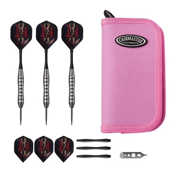 Viper Underground Fatal Shot Steel Tip Darts 24 Grams and Casemaster Deluxe Pink Nylon Dart Case