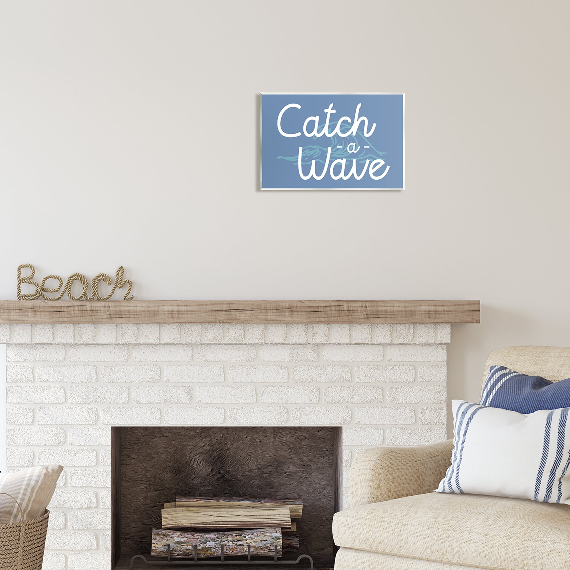 Stupell Industries Catch a Wave on Blue Landscape Painting Unframed Art Print Wall Art, 15 x 10