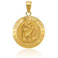 thumbnail image 5 of 14K Solid Yellow Gold Saint Christopher Medal Patron of Travelers Athletes Protection Necklace Christian Religious Chain Pendant Faith Charm, 5 of 13