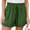 thumbnail image 1 of Pantalones cortos casuales, cintura con cordón liso, dobladillo suelto, pantalones cortos de verano simples y elegantes para ejercicio en casa, 1 of 6