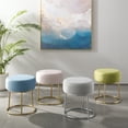 thumbnail image 3 of Linon Brandi Vanity Stool, 18.25" Seat Height, Gold Finish with Gray Fabric, 3 of 8