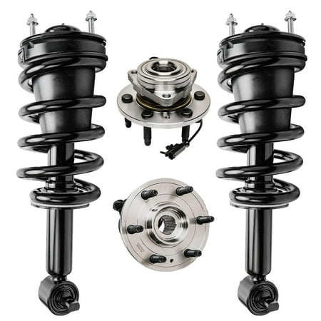 Detroit Axle - 4pc 4WD Front Struts Wheel Hub Bearings Replacement for GMC Yukon Chevy Tahoe