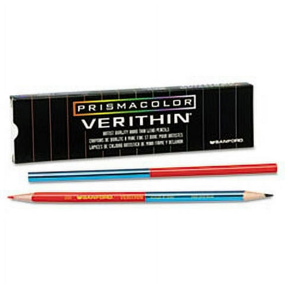 Verithin Dual-Ended Two-Color Pencils, 2 mm, Blue/Red Lead, Blue/Red Barrel, Dozen,
