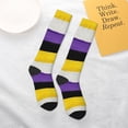 thumbnail image 6 of Womens Non-Binary Pride Flag Knee High Socks Comfy Thermal Boot Long Socks, 6 of 7