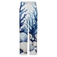 thumbnail image 5 of Blue Coral Seashell Print Winter Female Pants Flannel High Waist Women Pants Lady Warm Straight Leg Plush Trousers, 5 of 7