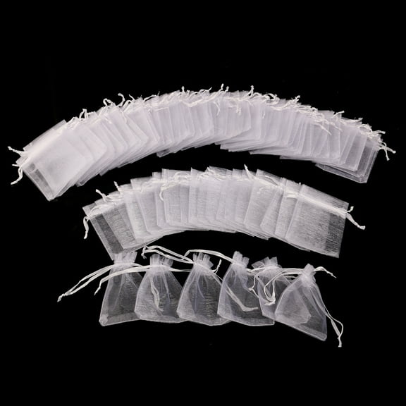 GETAJGHSD 50Pcs White Organza Pouches for Wedding Souvenir Bags 3.5x4.7in
